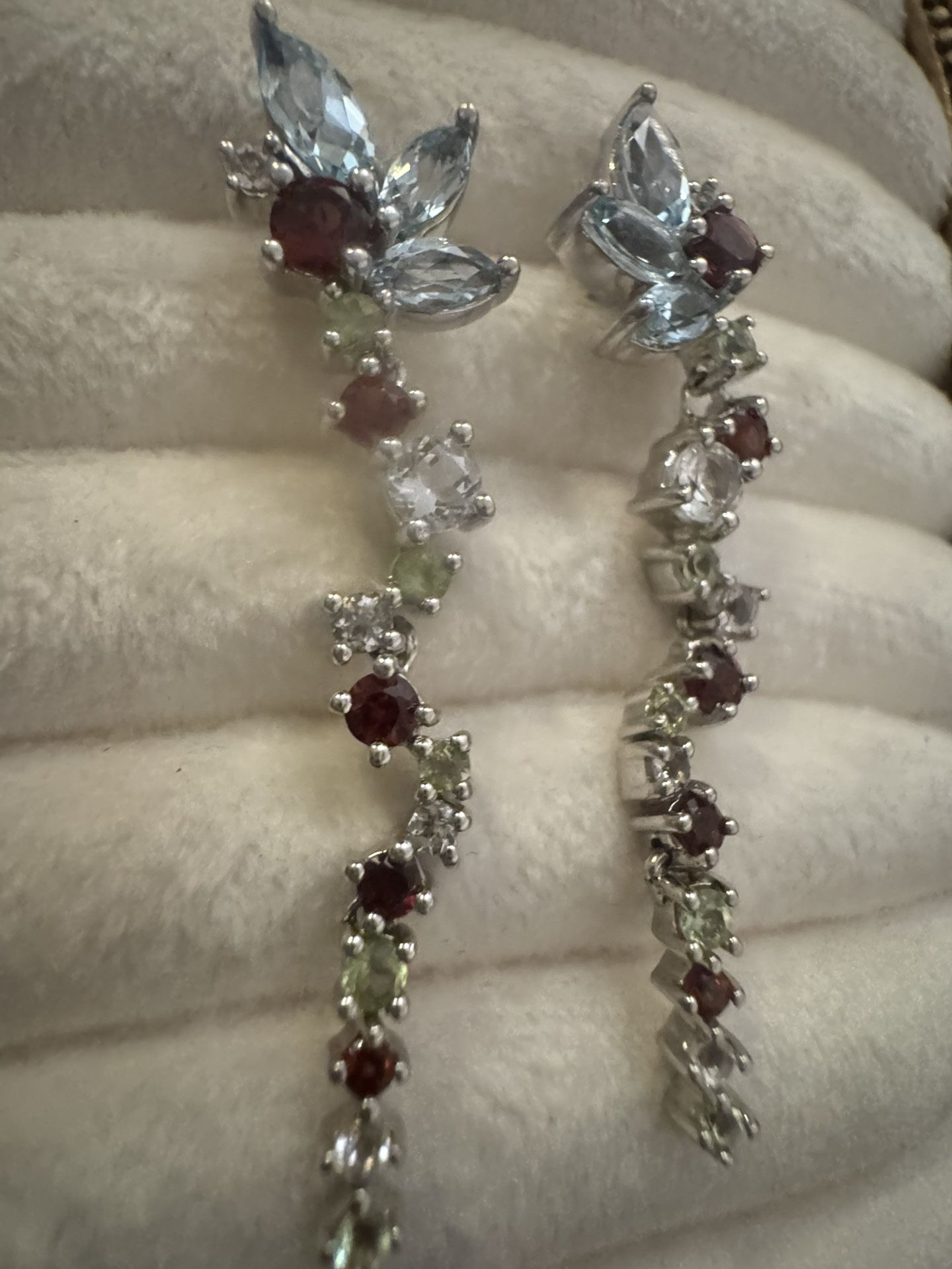 Sterling Silver Multi Gemstone Dangle Earrings