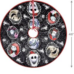 Hallmark Keepsake Christmas Tree Skirt, Disney Tim Burton's The Nightmare Before Christmas Halloween Town, 48", Fabric Tree Skirt, Gifts for Disney Fa