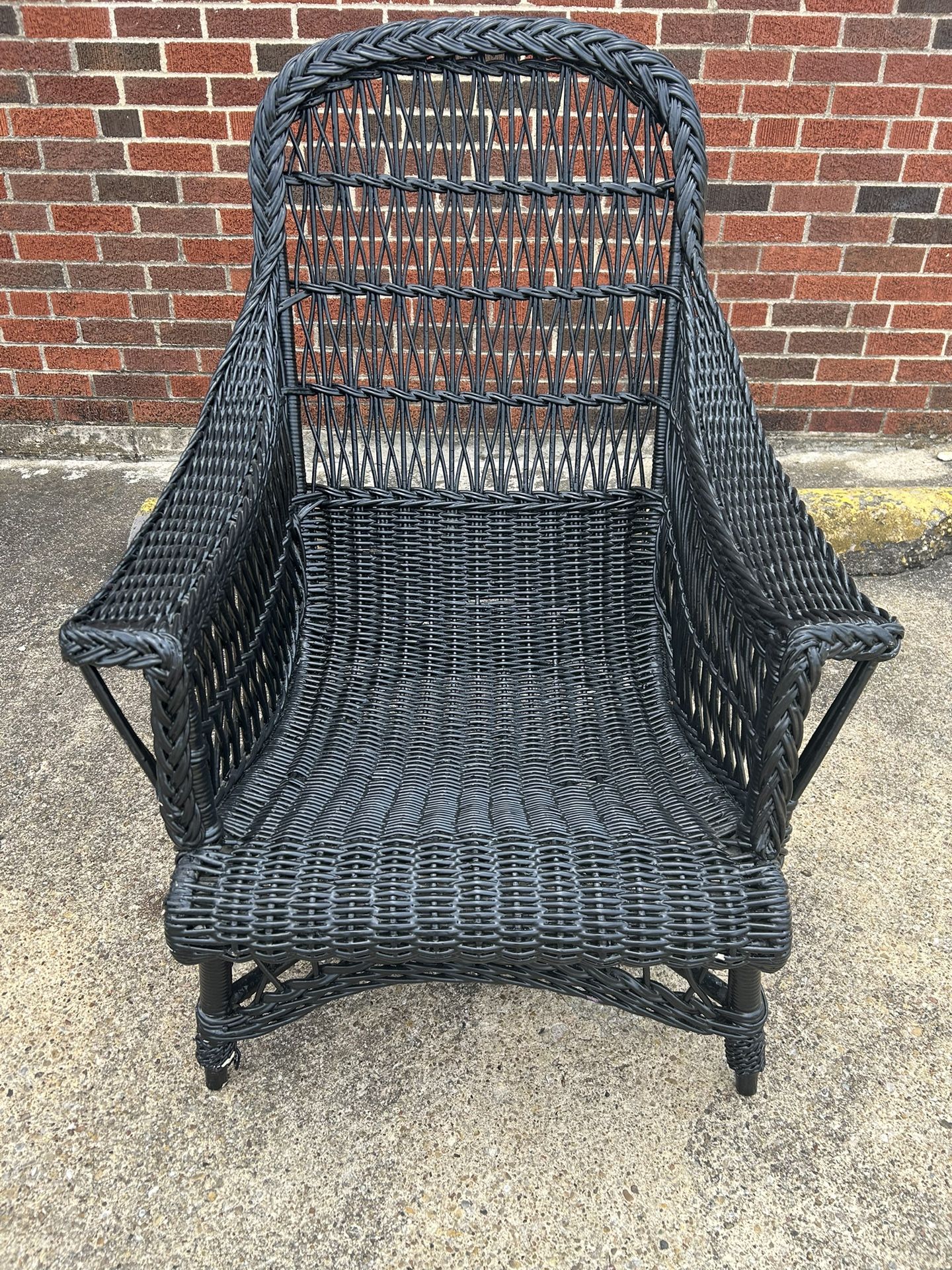 Vintage Paine Black Bar Harbor Style Wicker Patio Chair