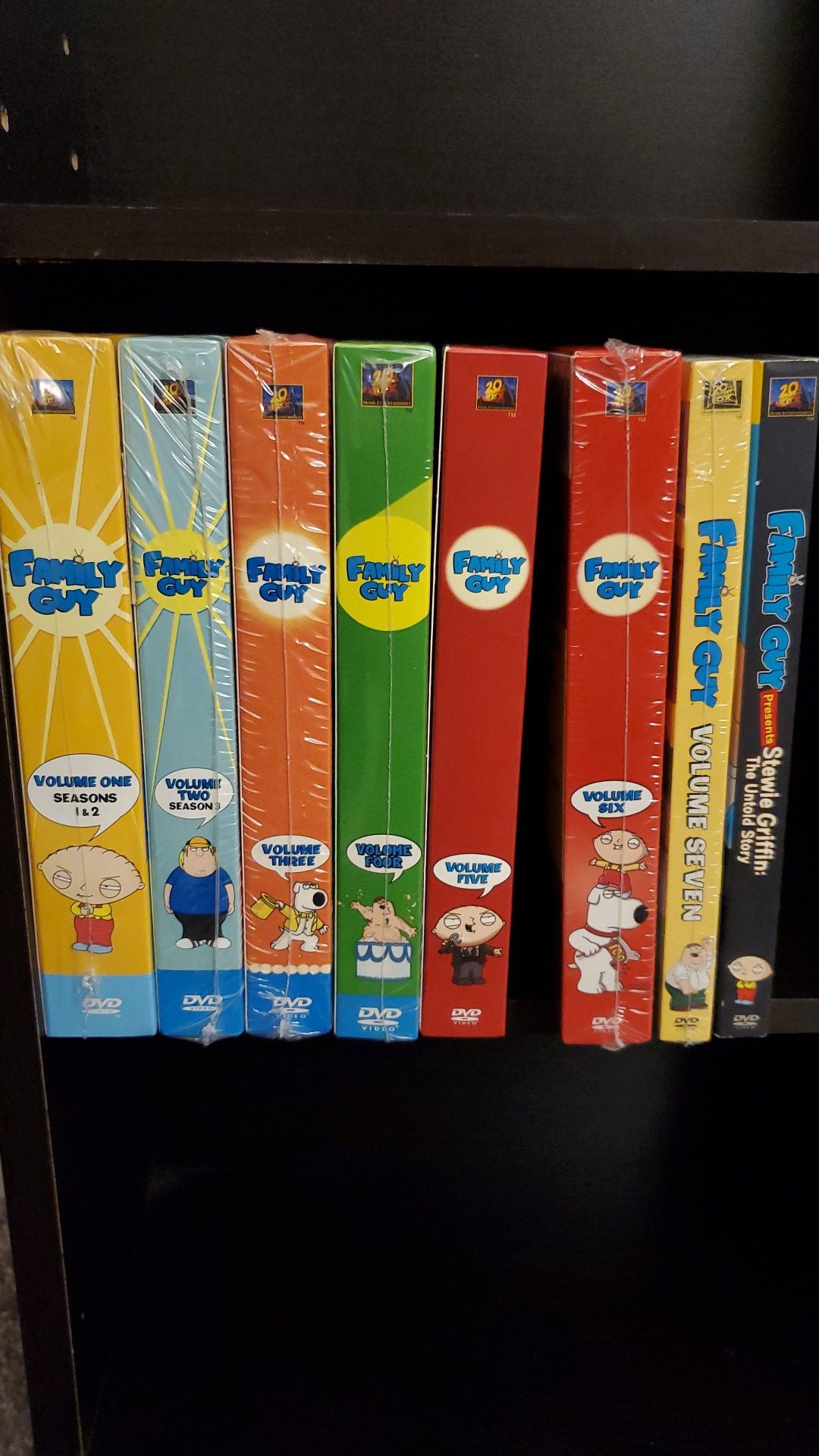 Family Guy Volumes 1-7 and Stewie Movie DVD's