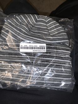 Black Striped Supreme Beanie