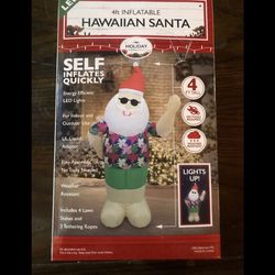 NEW Inflatable Hawaiian shirt Santa Claus 4FT Light Up Outdoor Indoor