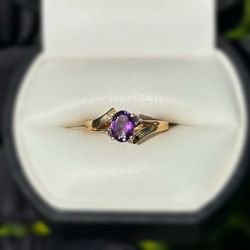 Jewelry 10k solid yellow gold purpurite stone 0.50CTW heart ring sz 6.50