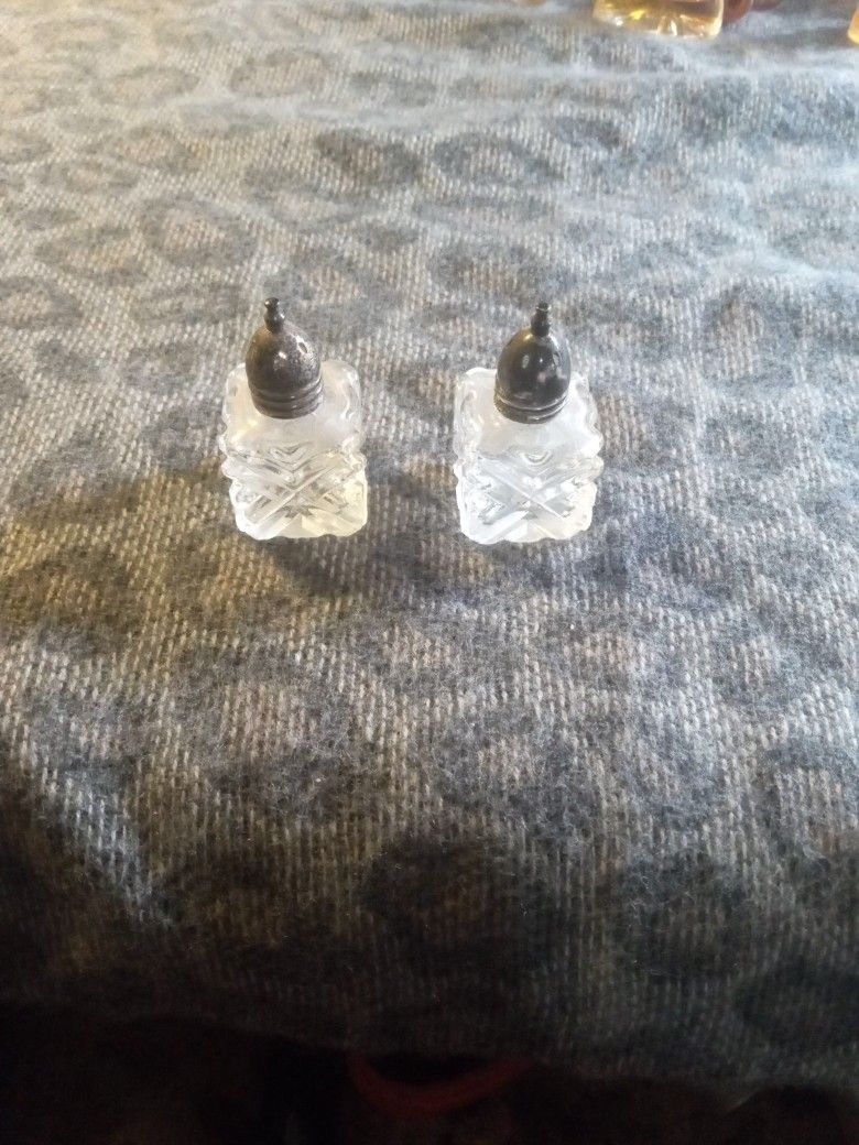 Glass And Silver Top Salt And Pepper Shaker