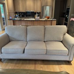 Beige Couch, Armchair, Ottoman Set-FREE