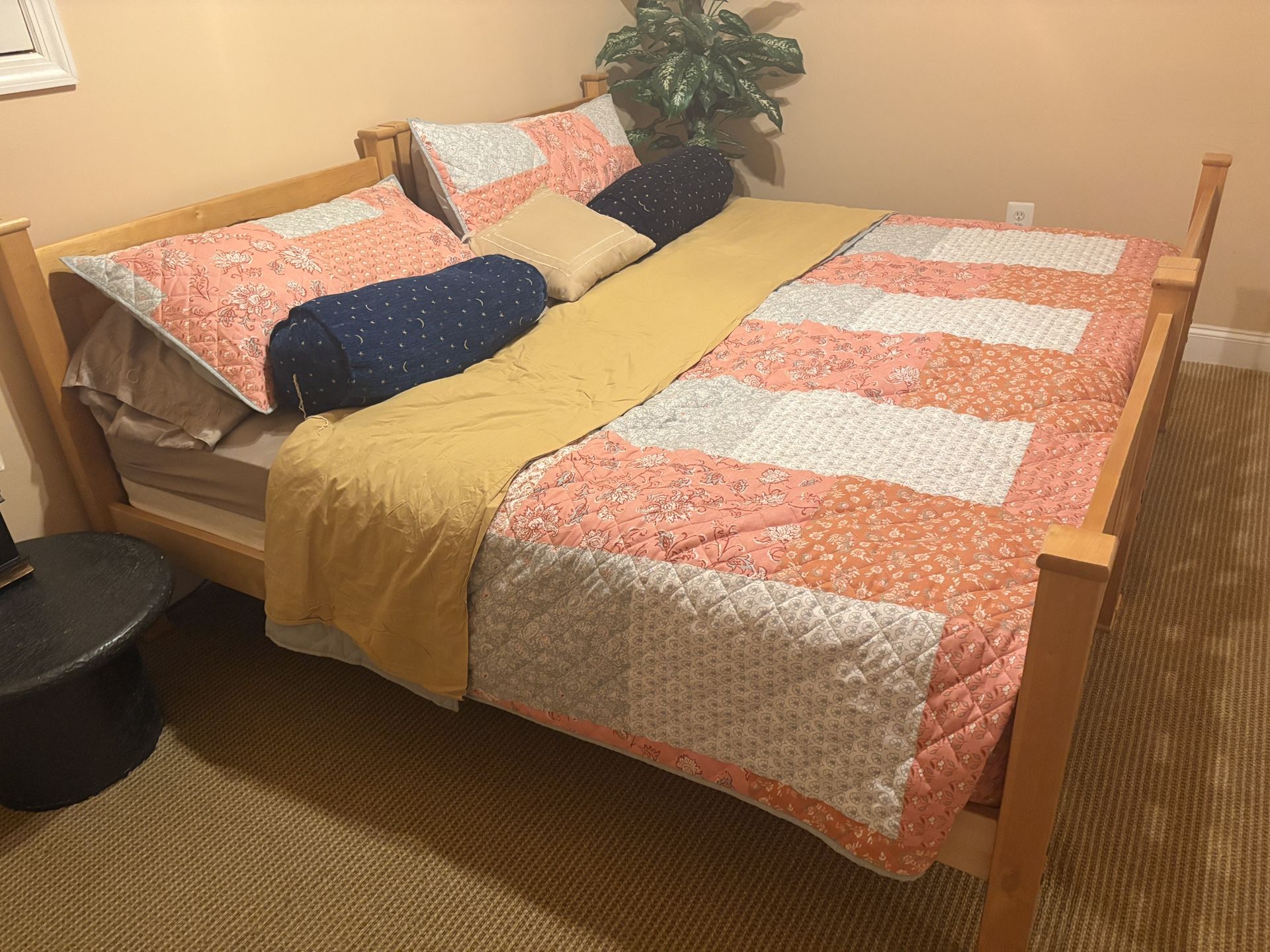 2 Twin Size Bed Frames & King Size Mattress