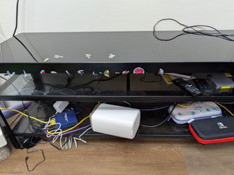 Ikea Smoked Tempered Glass TV Stand
