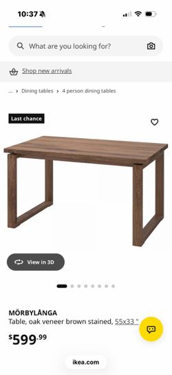 IKEA dining table, oak veneer brown stained, 55x33 "