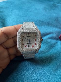 Arabic Red Dial Moissanite Watch