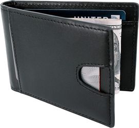 STAY FINE Money Clip Wallet - Minimalist Front Pocket Wallets - Effective RFID Blocking Wallets for Men - Genuine Leather mens bifold wallet - Thin Ca