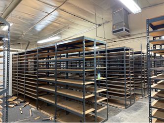 Warehouse Industrial Quality Boltless Shelves 48 in W x 18 in D Stock Supply Racks Similar To Uline Delivery Available
