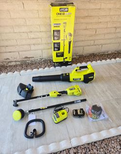RYOBI 18V HP Brushless Whisper Series Weed Eater String Trimmer and Leaf Blower 510 CFM