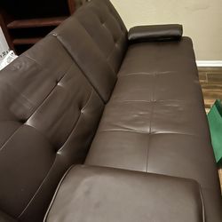 Brown Leather Futon