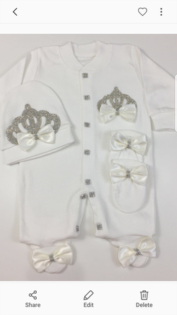 Royal white baby outfit(0-3)- brand new