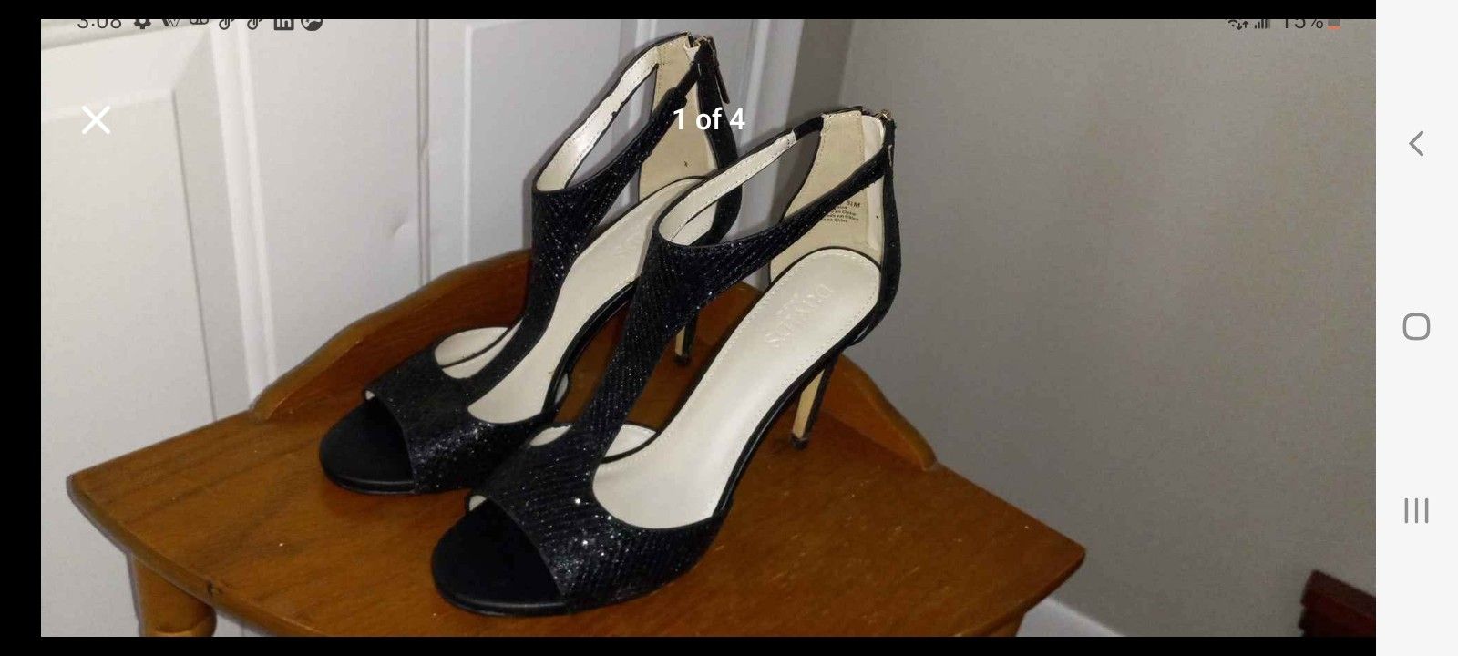 David's Bridal Size 8.5 Black Sparkly High Heels
