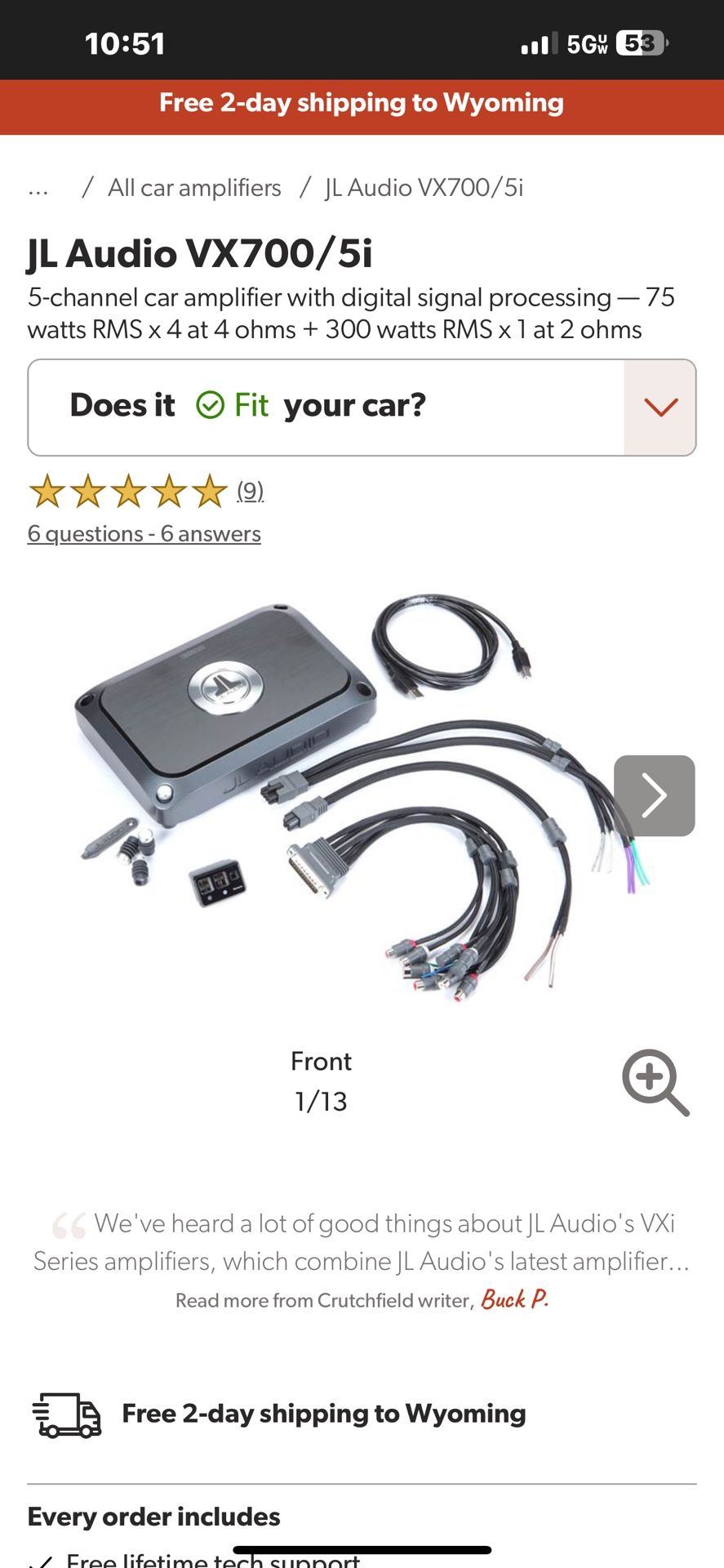JL Audio 5 Channel Car Amplifier