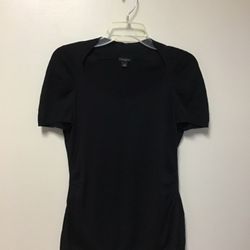 Women’s ANN TAYLOR Silk/Cotton/cashmere black short sleeve super soft ruched top… Size medium