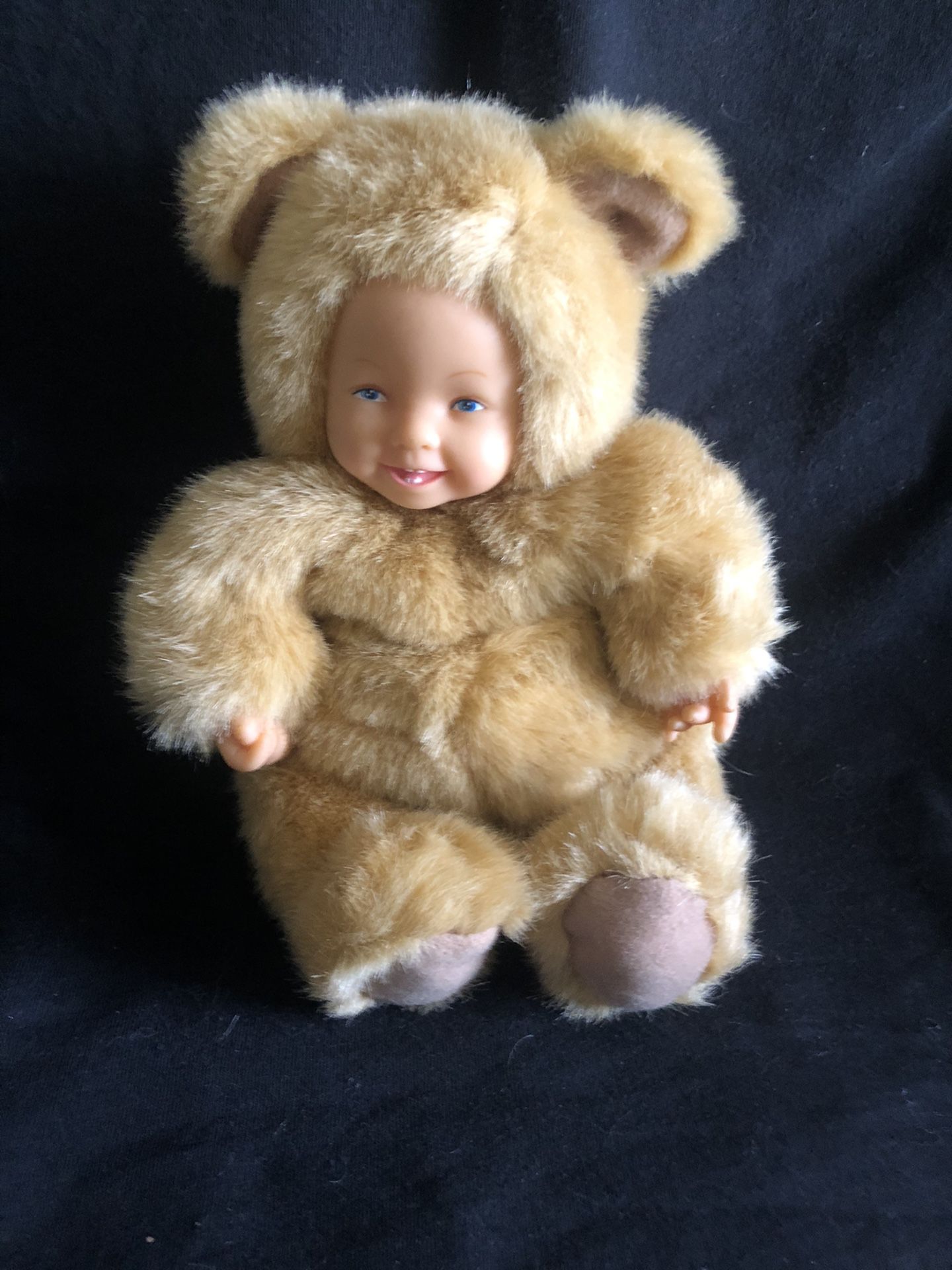 Anne Geddes Doll Baby Light Brown Bear Plush Bean Bag 1997 Stuffed