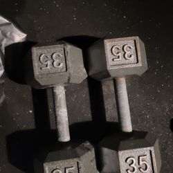 35lbs hex dumbells  Weights