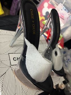 Chase + Chloe Clear Stiletto Heel Mules