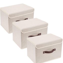  Foldable Storage Boxes with Lids 3 Pack Fabric Storage Bins with Lids, Closet Organizers for Clothes Storage, Room Organization, Office Storage, Toys