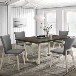 **SALE** Modern Rectangular Dining Table And Chair Set In Greyish Brown Finish! 