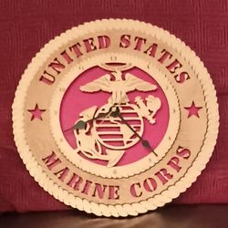 Custom Made USMC Wall Clock And USMC Soft Leather Briefcase
