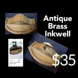 Antique Brass Inkwell