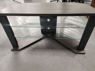 Black and Metal and Glass TV Stand