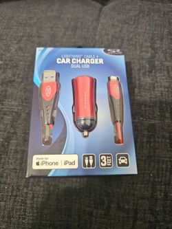 Solaray Lightning cable car charger dual USB for iPad / iPhone