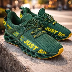 Athletic Running Shoes Green Yellow Knit Sneakers Lightweight Womens EU 38