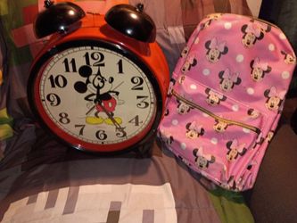 Mickey Mouse Clock & Minnie Mouse Bookbag