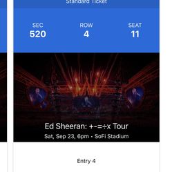 Selling 2 Ed Sheeran At The Sofi Concert Tickets For FV Or Best Offer