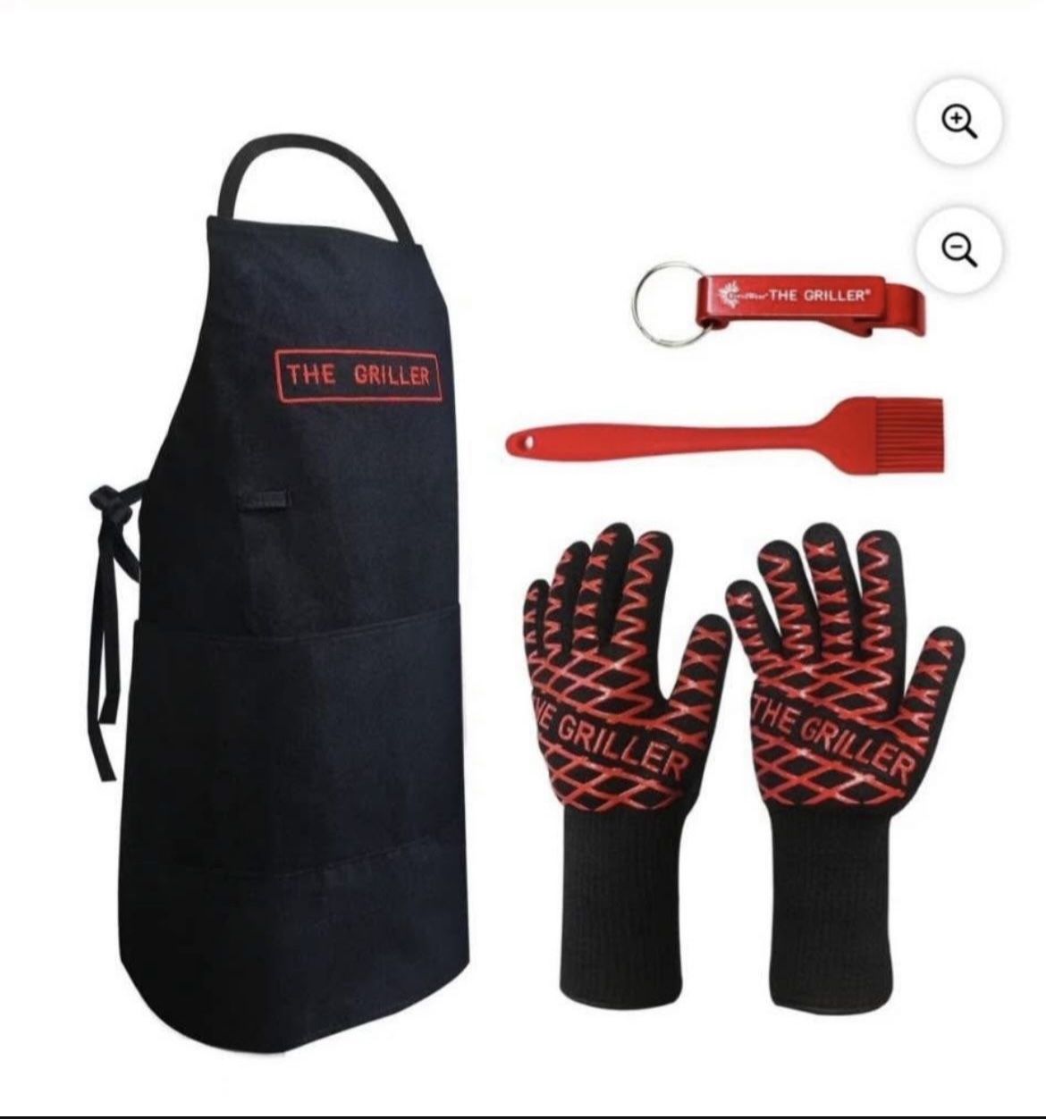 The Griller BBQ Apron,BBQ Gloves, Basting Brush and Beer Bottle Opener Griller Kit- BRAND NEW