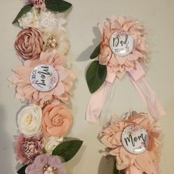 Baby Shower Mother Tobe Flower Belt Mom Tobe Corsage Badge Decorative Props  $7