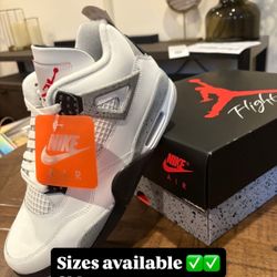 Air Jordan 4 White Cement GS Sizes 4.5y, 6y, 6.5y, & 7y
