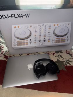 Pioneer DDJ-FLX4-W DJ Bundle + MacBook Air + Sony Headphones