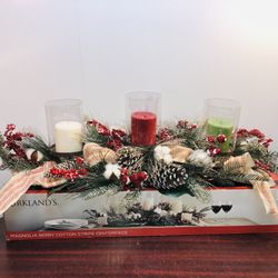 Christmas 3 Tier Candle Holder 36” Centerpiece Holiday Table Decor Red & Green