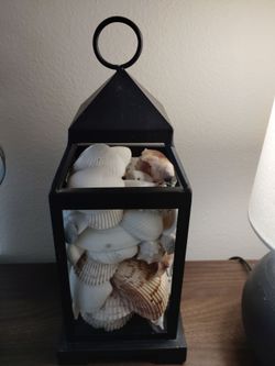 Black Metal Lantern With Beautiful Sea Shells