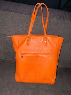 Christopher kon orange leather tote bag