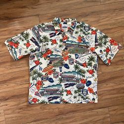 Los Angeles Dodgers Shirt Mens XL Beige Green Hawaiian Camp MLB Baseball