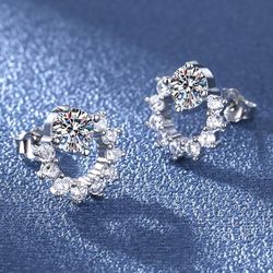 Sterling Silver And Fire Moissanite Earrings 