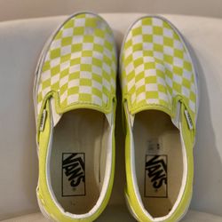 🌟 Vans Slip-On Checkerboard (Neon Yellow) size 7