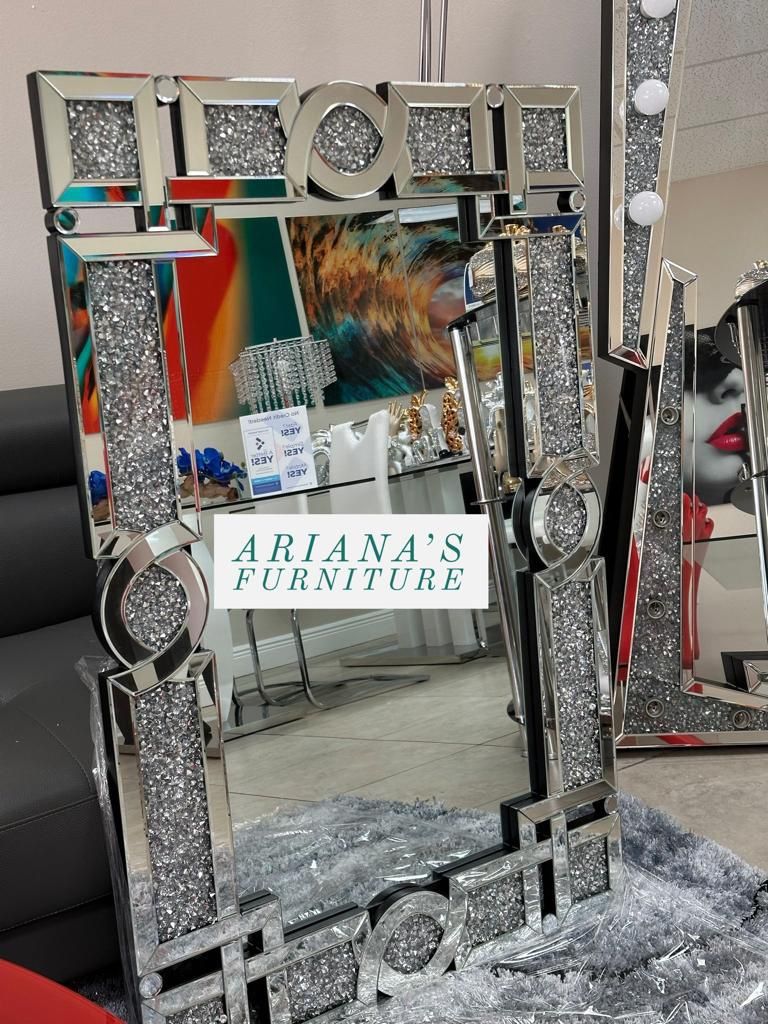 New 32x47 Wall Mirror Encrusted Diamonds