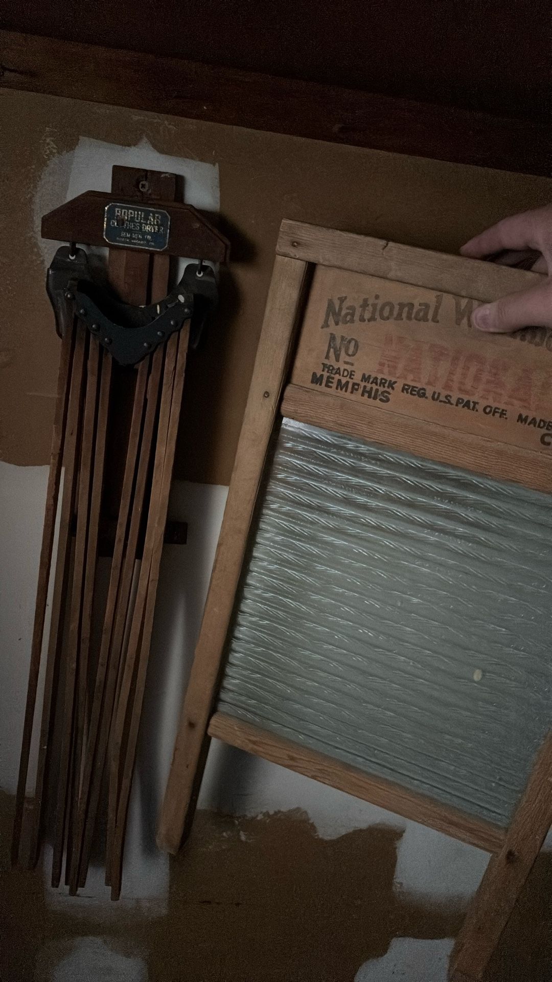 Antique wash board and dryer