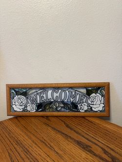 Stained glass welcome sign unique Tiffany style