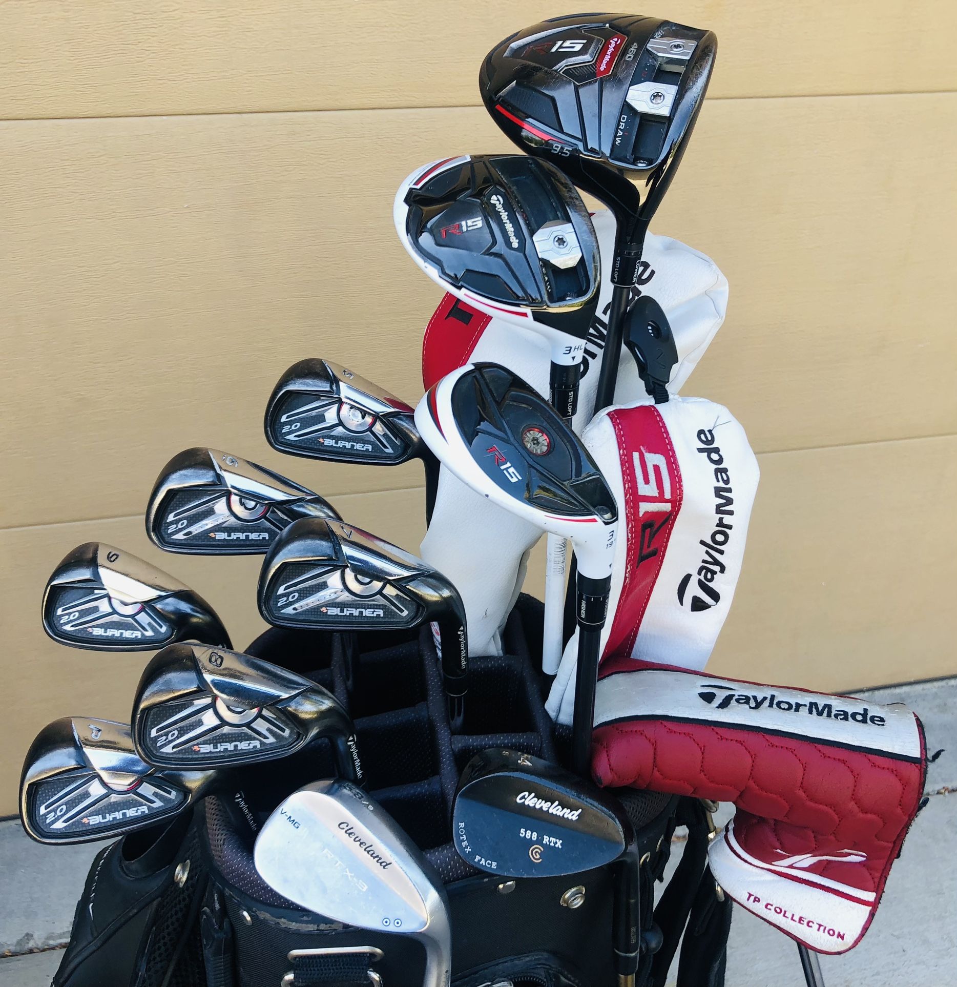 Taylormade Golf Set Irons 5-PW With Steel Shafts, Taylormade R15 Driver