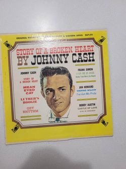 Vintage Story Of A Broken Heart By Johnny Cash Music Vinyl Record Album & Original Cover Sleeve