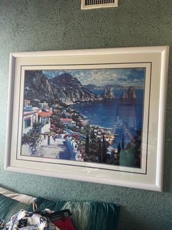 Framed Mediterranean Coastal Landscape Print by Howard Behrens