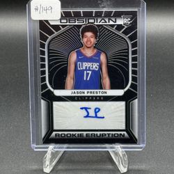 2021-22 Obsidian Rookie Eruption #RES-JPS Jason Preston Auto RC #/49